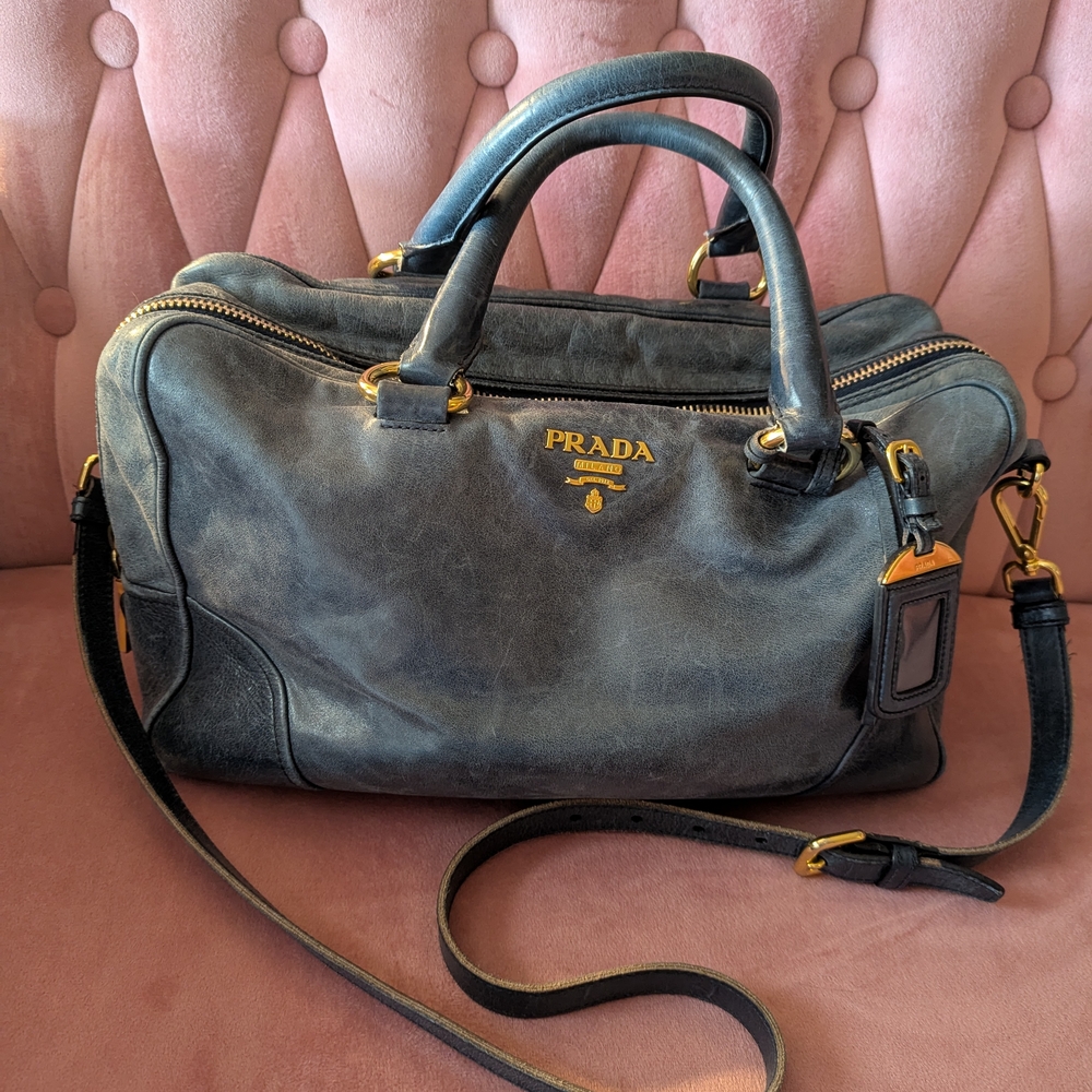 Prada Blue Leather Unisex Bag